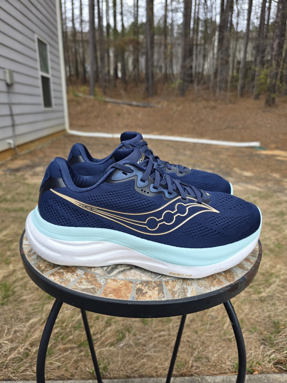 Saucony Ride 19 S11056-110 Navy/Aqua Running Shoes Women's Size 9 Wide Worn 4x